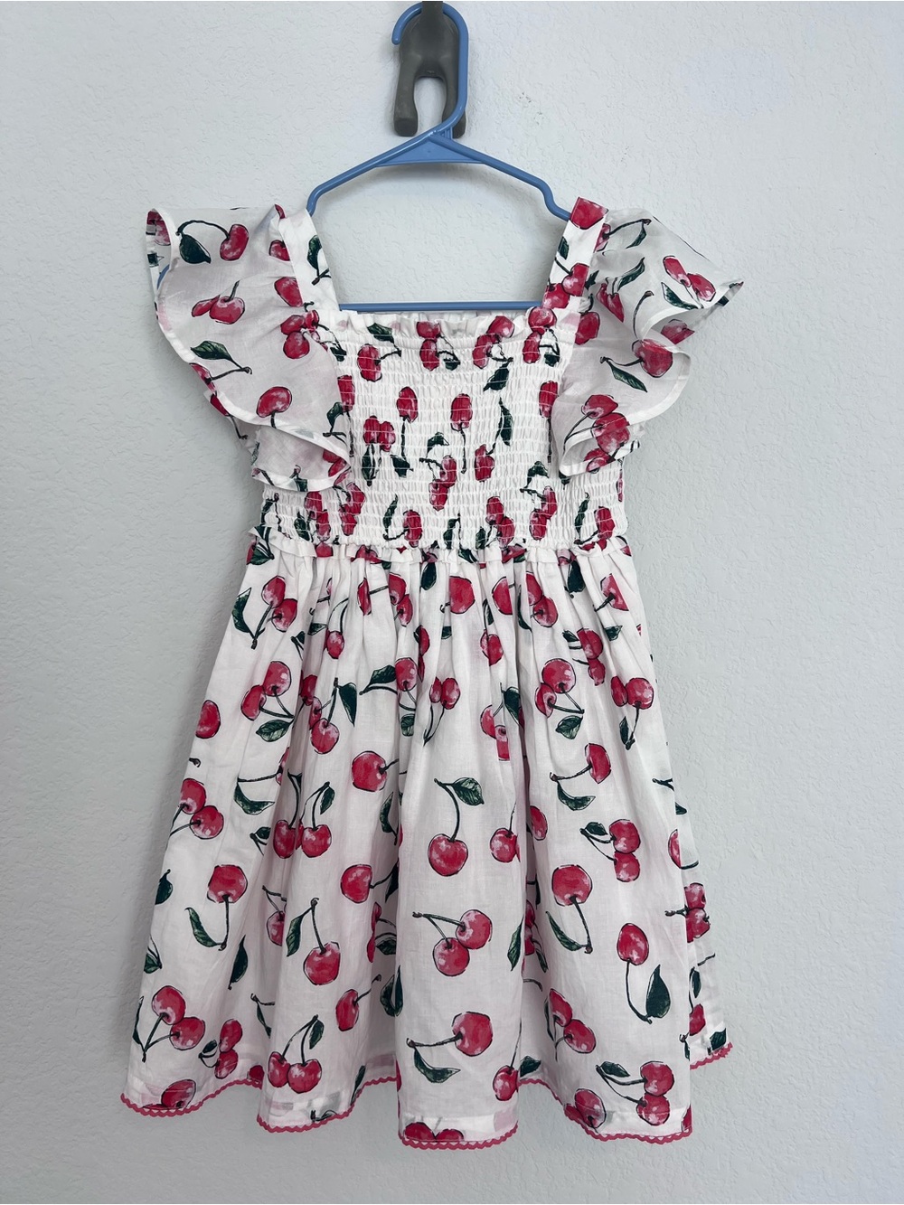 Sigrid Olsen Kids Girls Size 7 Cherry Print Smocked Cotton Dress